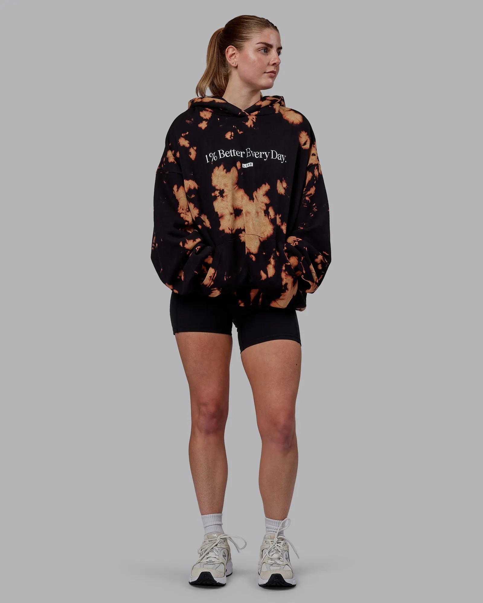 Unisex 1% Better Hoodie Oversize - Black-Bleach Tie Dye