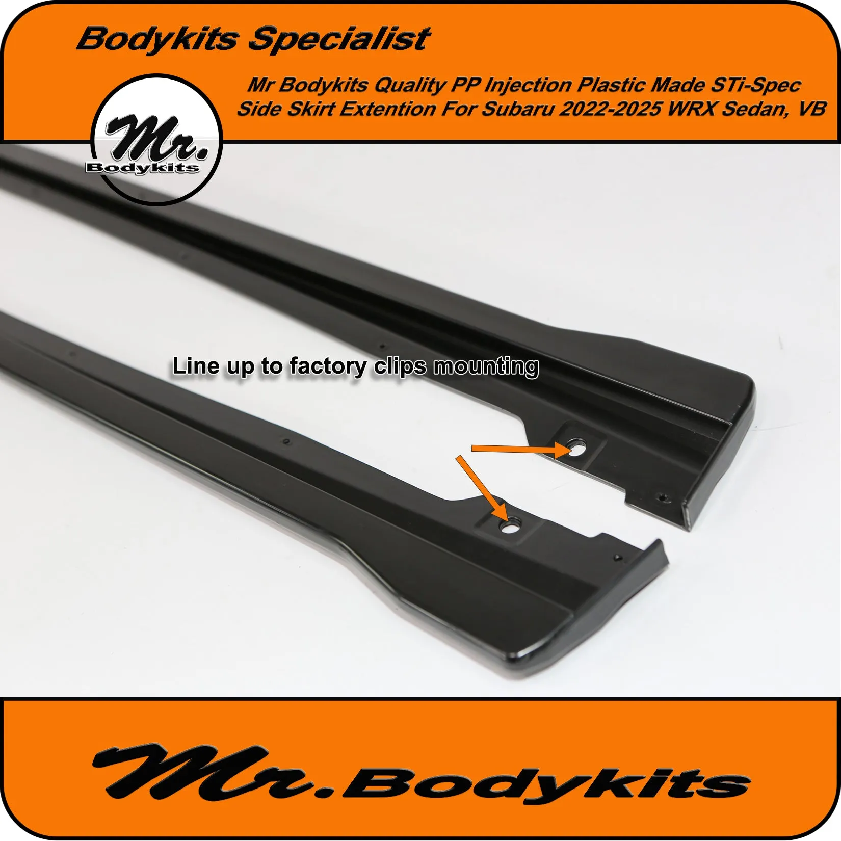 VB Subaru WRX 2022-2024 D-Spec Side Skirt Extensions, Quality Plastic made, Mr Bodykits