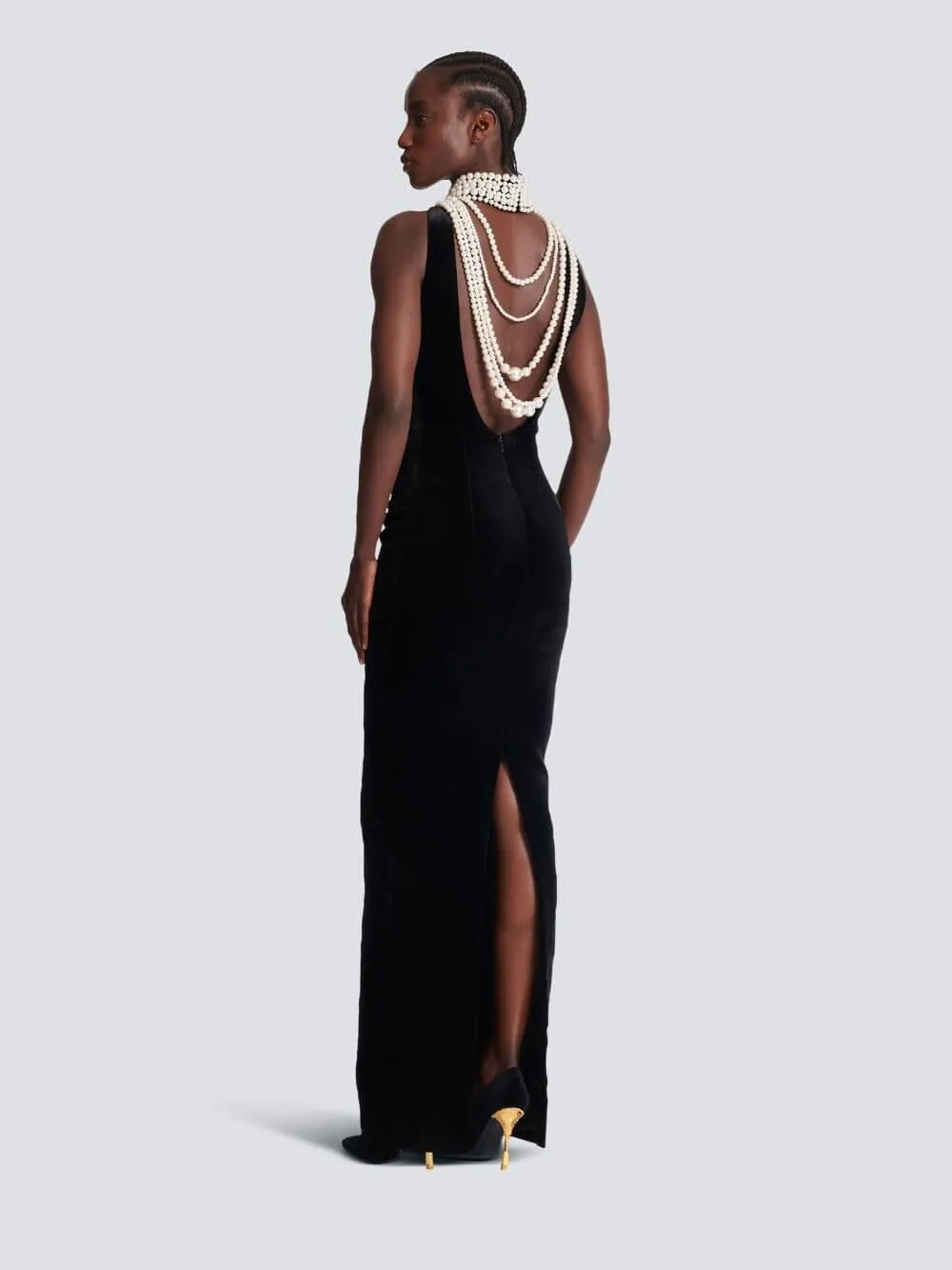 Velvet Halterneck Maxi Dress