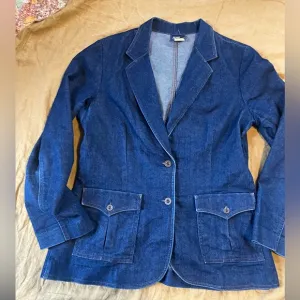 Vintage dark wash tailored blazer