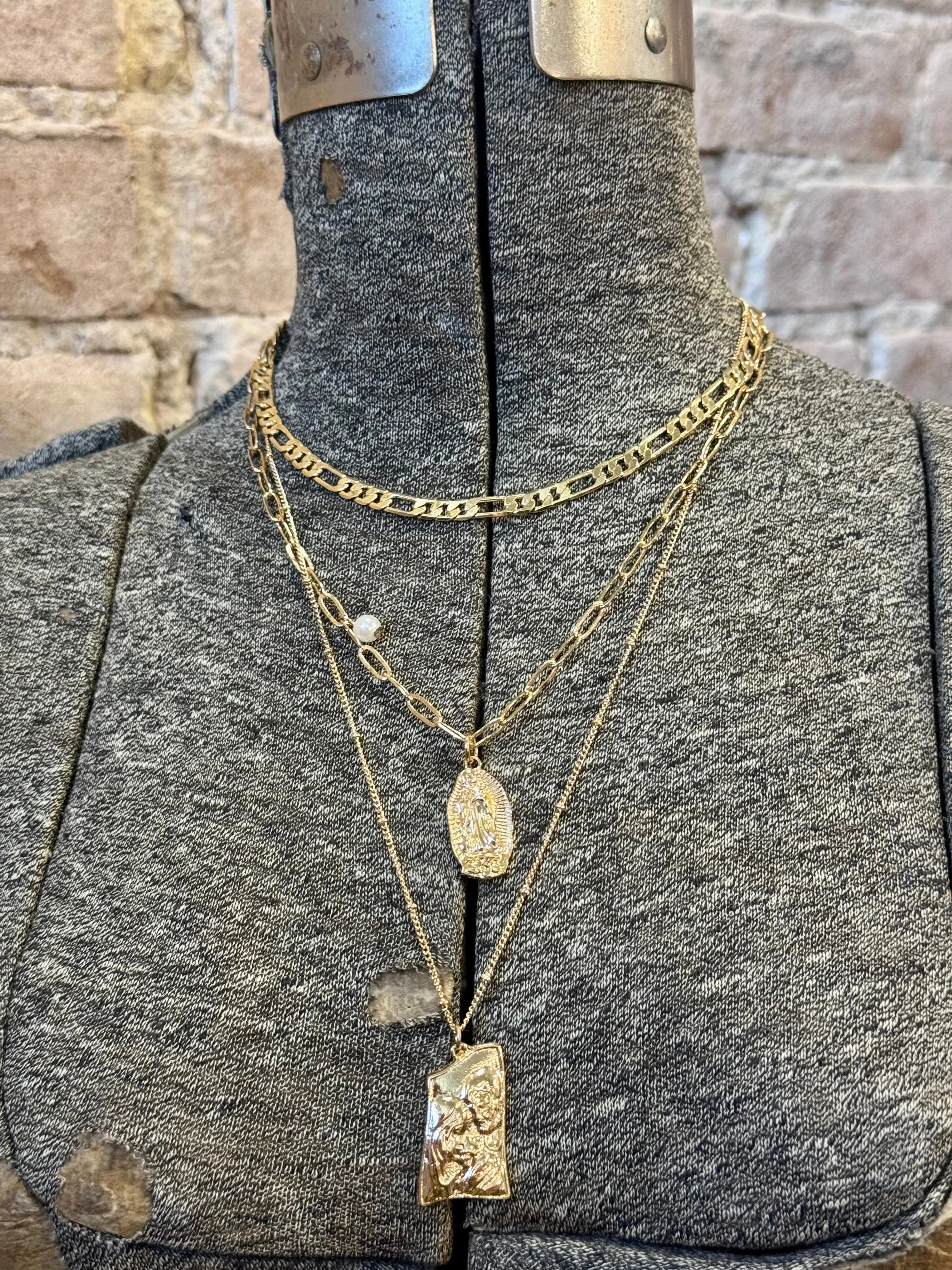 Virgin Mary Gold Layered Necklace