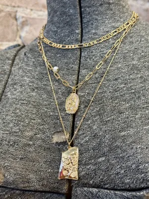 Virgin Mary Gold Layered Necklace