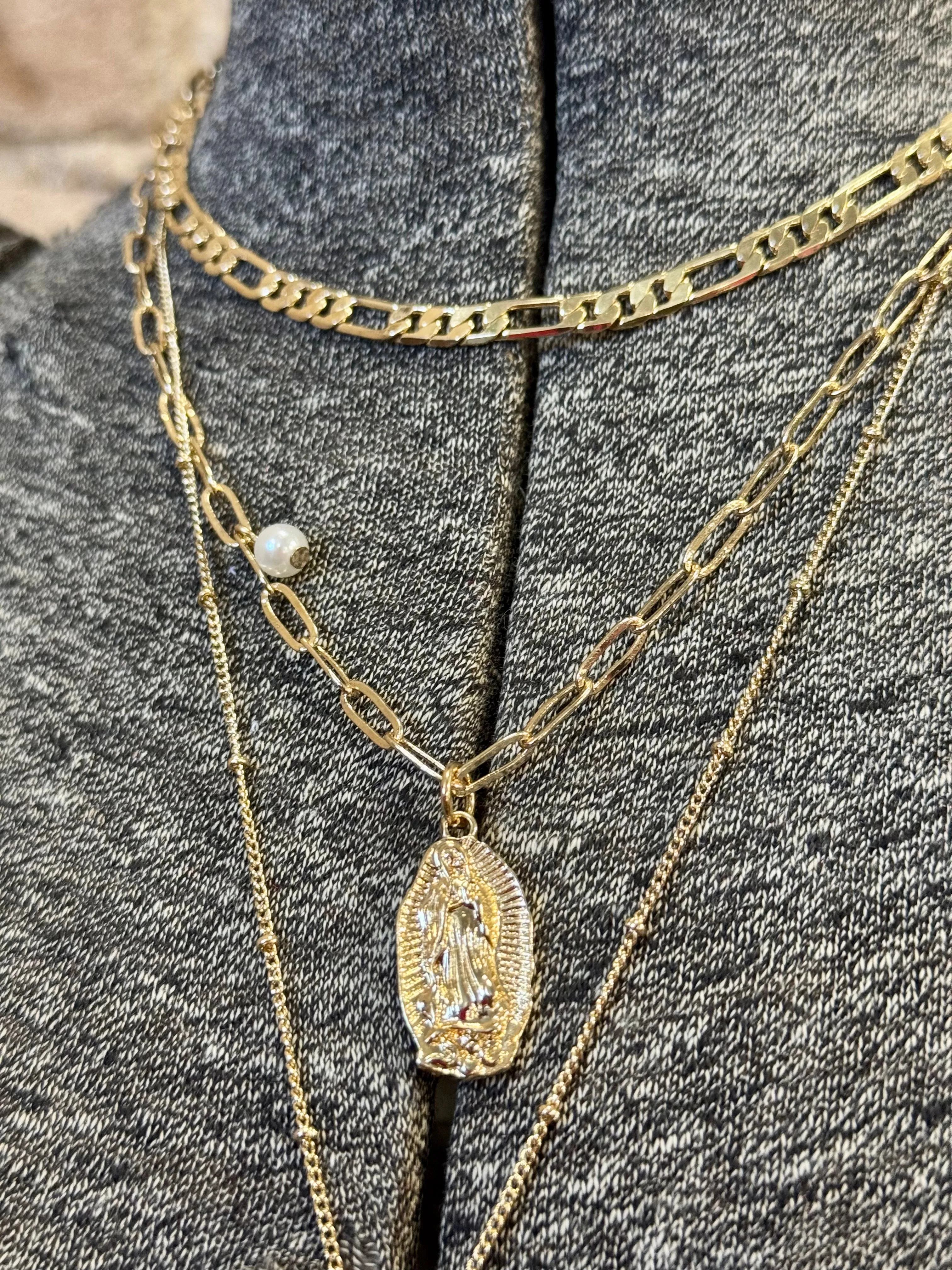 Virgin Mary Gold Layered Necklace