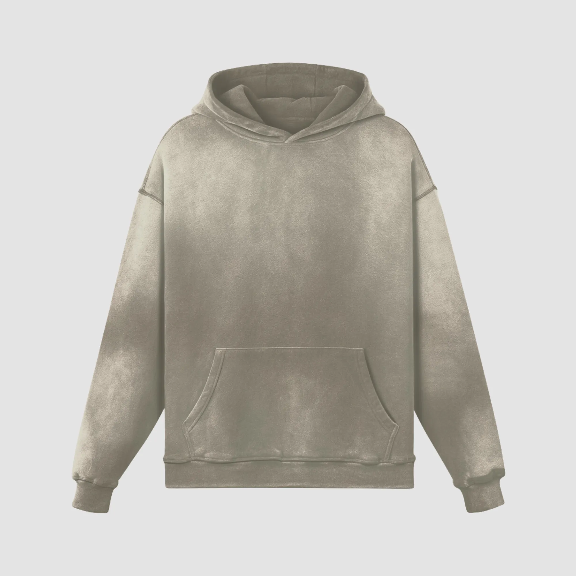 Washed Beige Sweatshirt x Drop Shoulder Hoodie