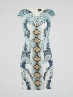 Wave Print Sheath Dress
