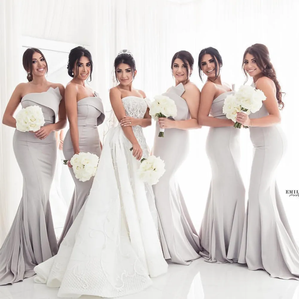 wedding guest dresses 2020 silver mermaid bridesmaid dresses long 2021 vestido de novia