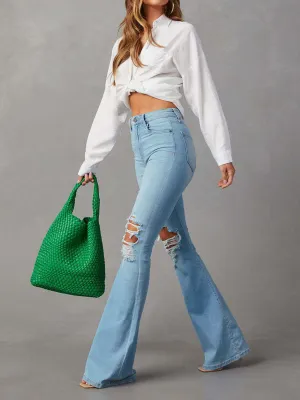 Wessy - Ripped flared jeans