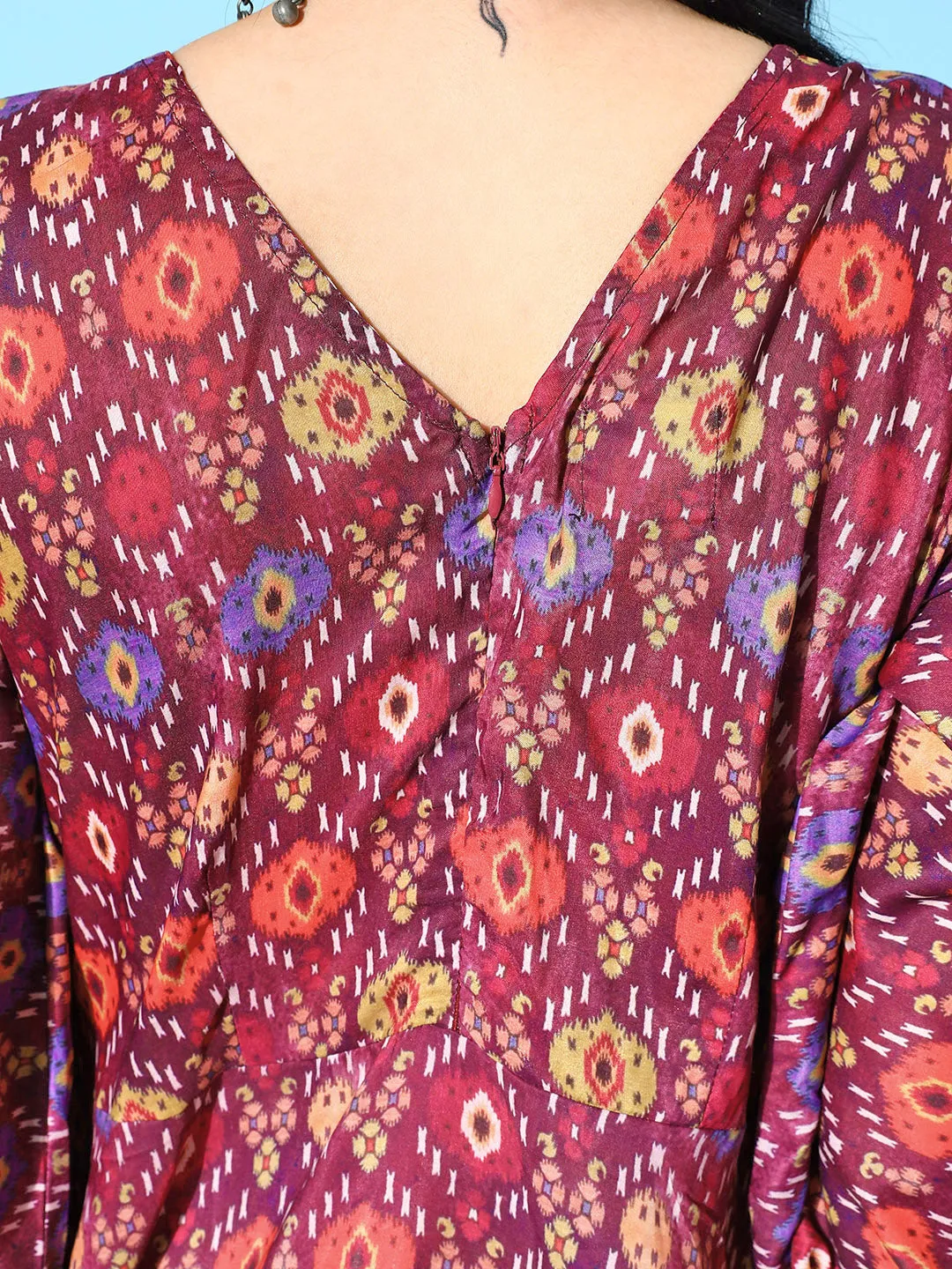 Wine Edgy Print Dress