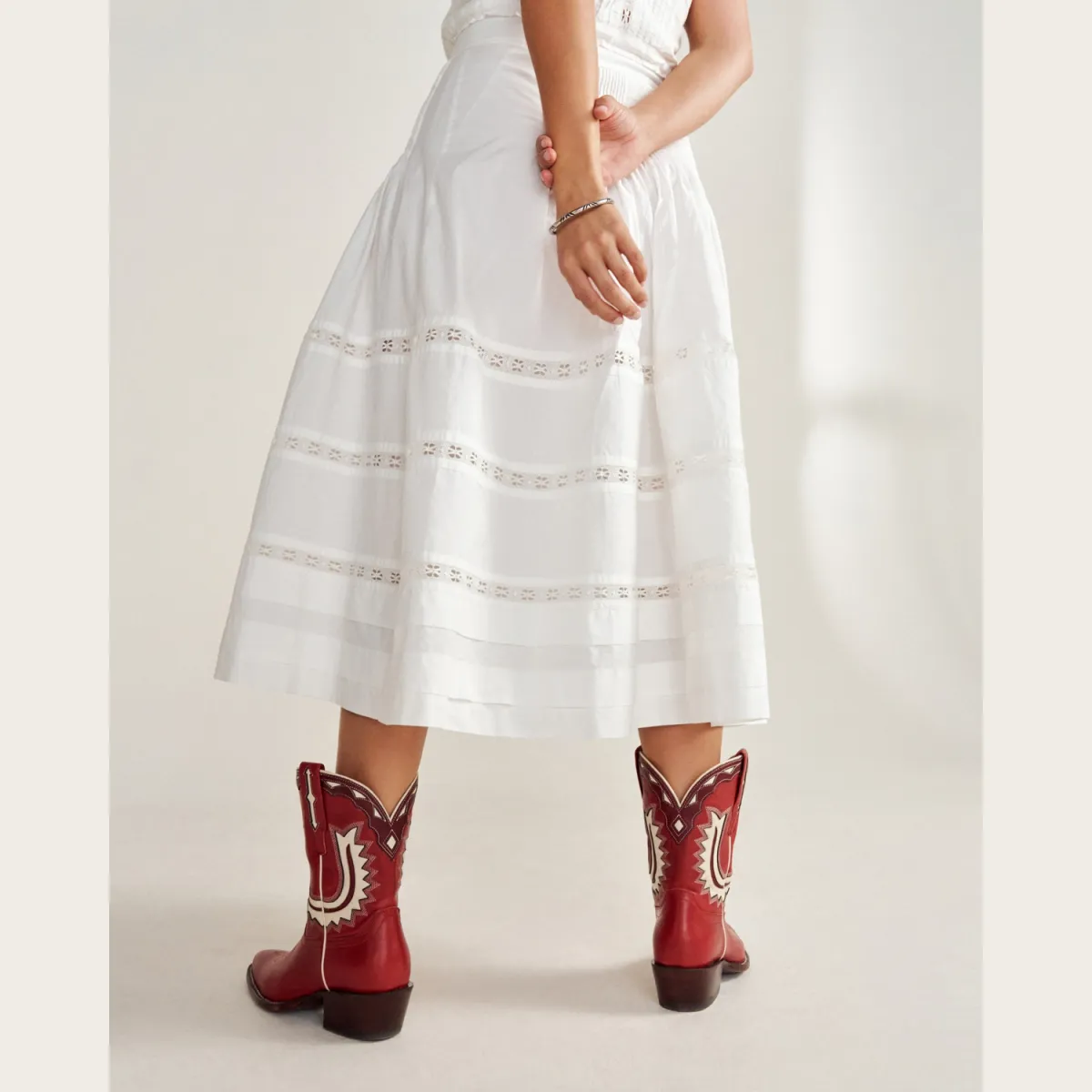Women's Cotton Poplin Midi Skirt
