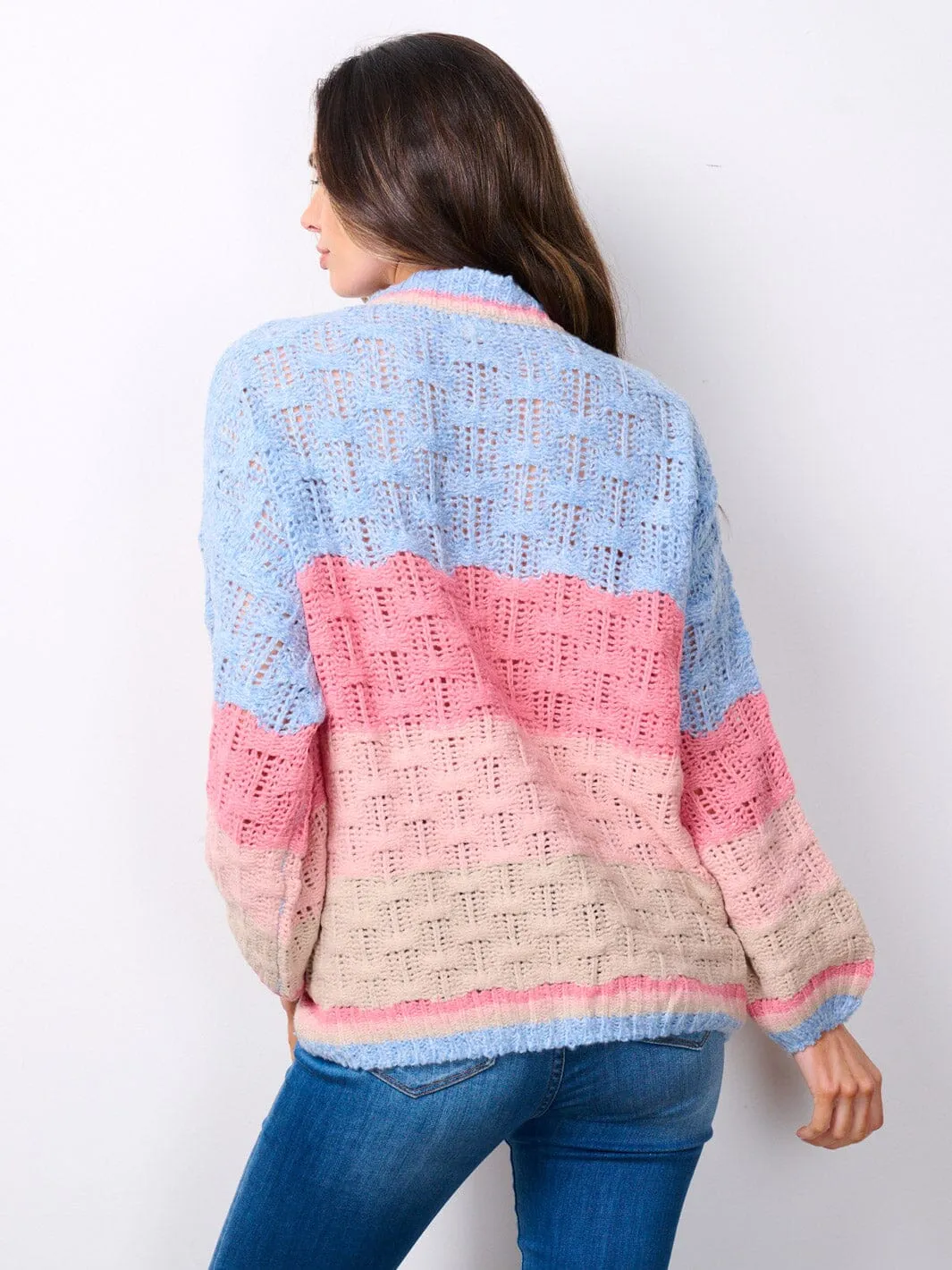 WOMEN'S LONG SLEEVE COLORBLOCK KNIT PULLOVER SWEATER