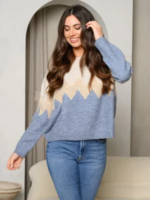 WOMEN'S LONG SLEEVE COLORBLOCK SWEATER