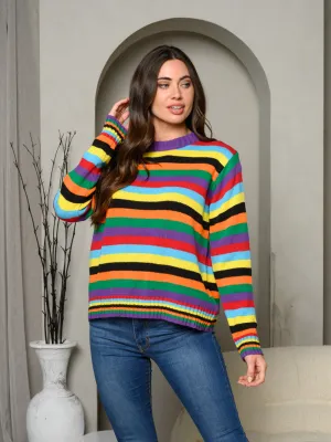 WOMEN'S LONG SLEEVE MULTI COLOR SWEATER