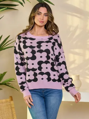 WOMEN'S LONG SLEEVE PULLOVER FLORAL SWEATER
