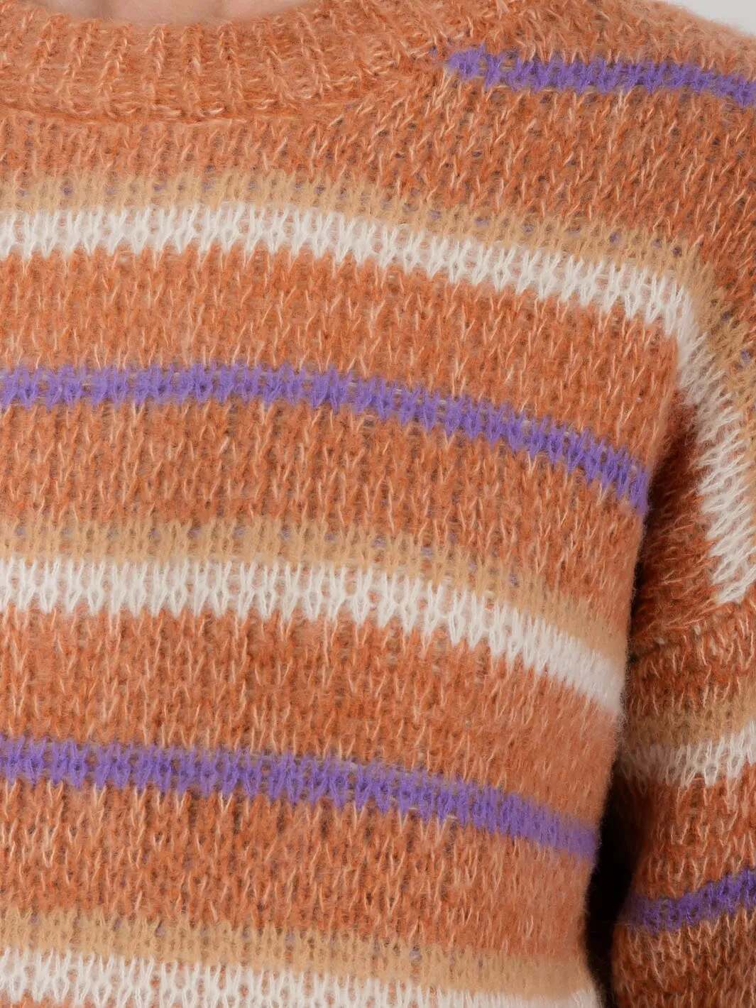 WOMEN'S LONG SLEEVE STRIPES COLORBLOCK PULLOVER SWEATER