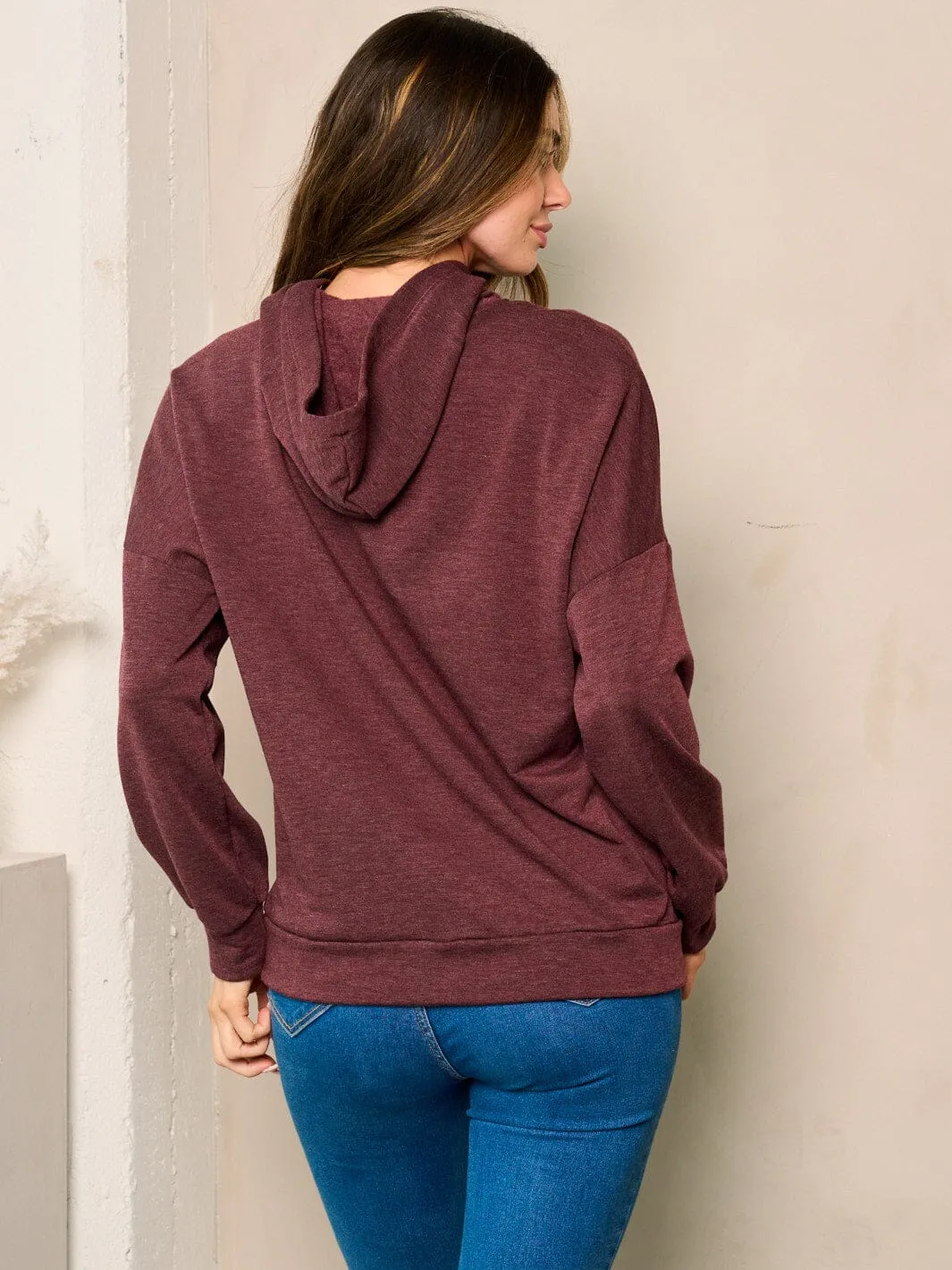 WOMEN'S LONG SLEEVES FRONT POCKETS HOODED SWEATER