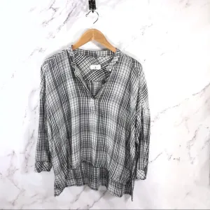 Women's Lou & Grey Oversized Black & White Plaid Pullover! Sz S! Retails $60 