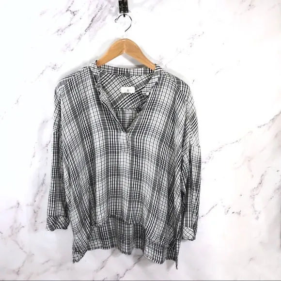 Women's Lou & Grey Oversized Black & White Plaid Pullover! Sz S! Retails $60 