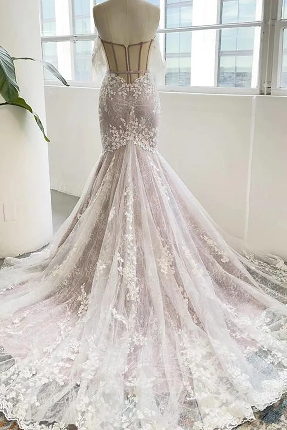 Zayla | Grey Sweetheart Corset Mermaid Wedding Dress with Appliques